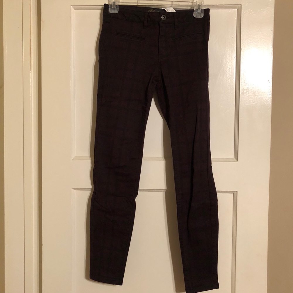 Zara checkered Burgundy black pants